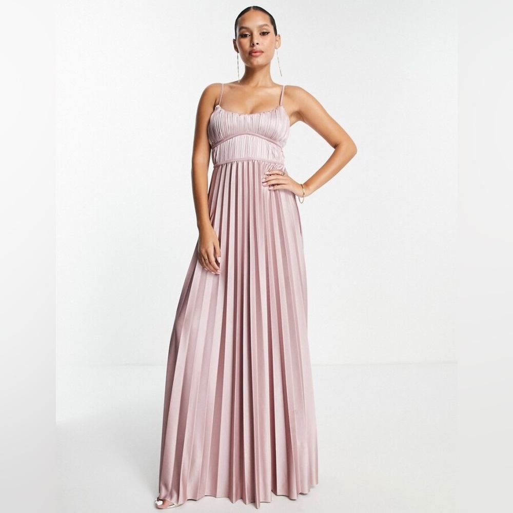 ASOS Pleated Maxi Dress in Dusty Pink